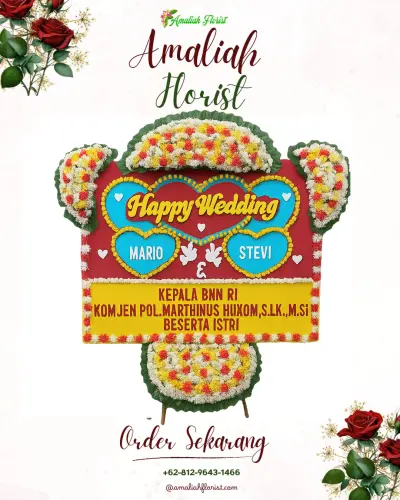 Karangan Papan Bunga Pernikahan di Sagalaherang